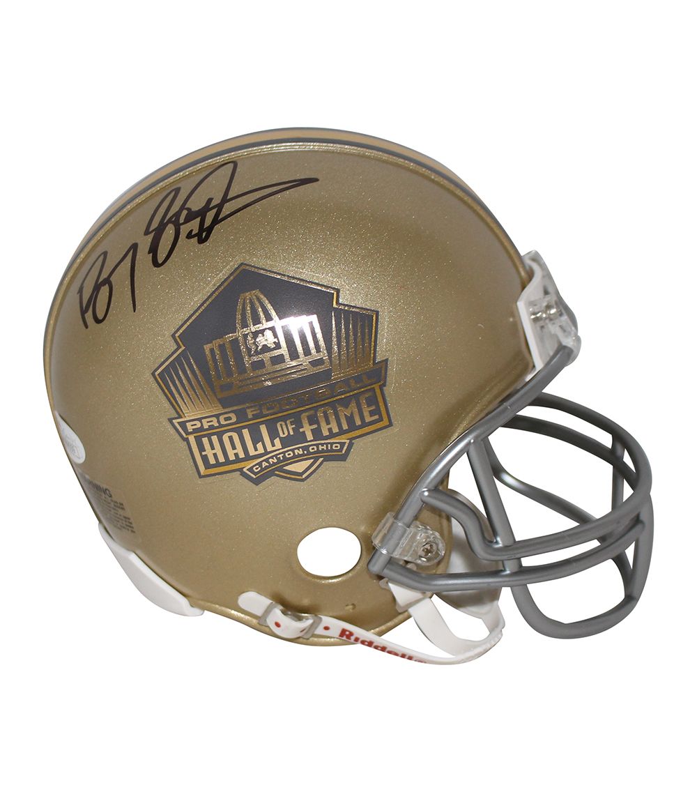 Barry Sanders Autographed/Signed Hall Of Fame Gold Mini Helmet JSA
