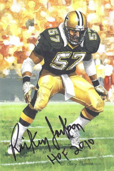 Rickey Jackson Autographed New Orleans Saints Goal Line Art in black w/HOF 2010