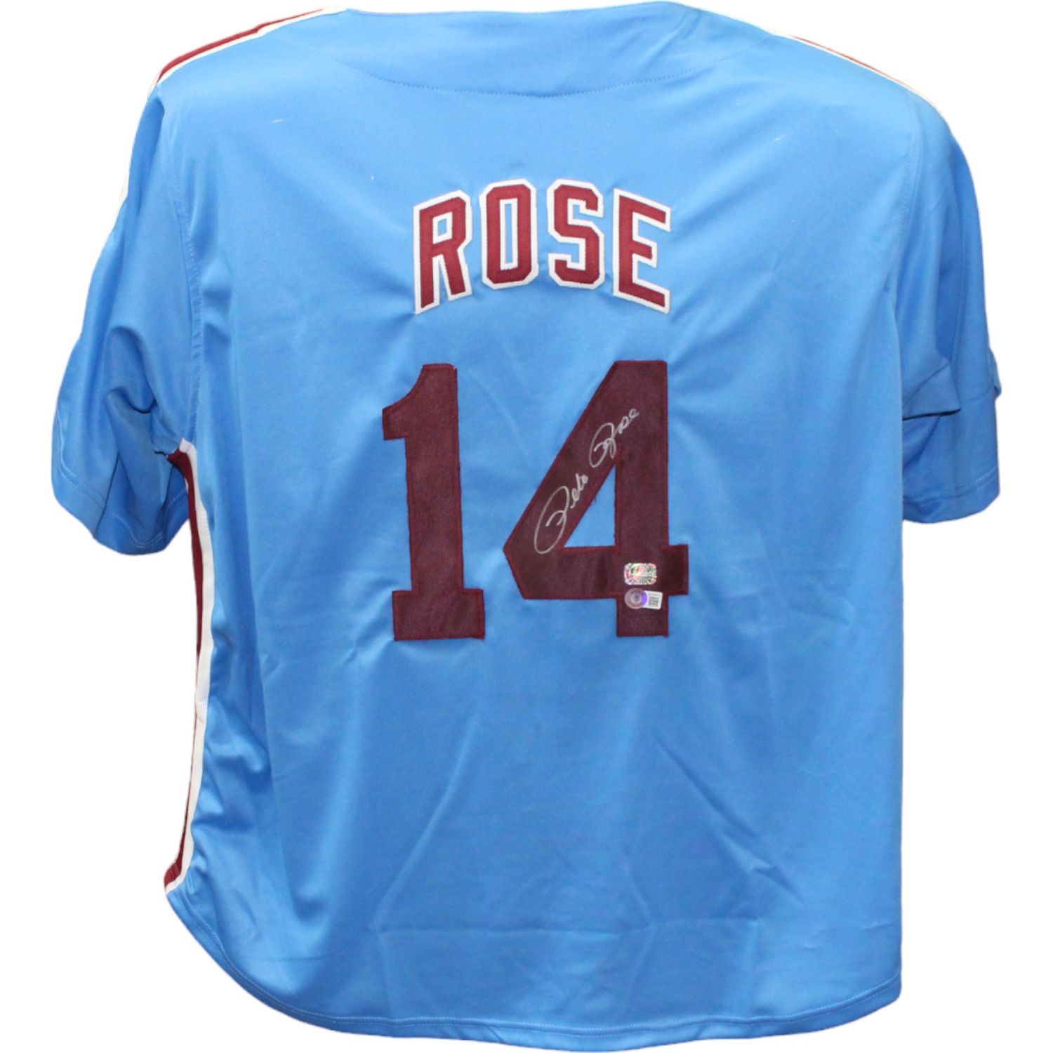 Pete Rose Autographed/Signed Pro Style Blue Jersey Beckett