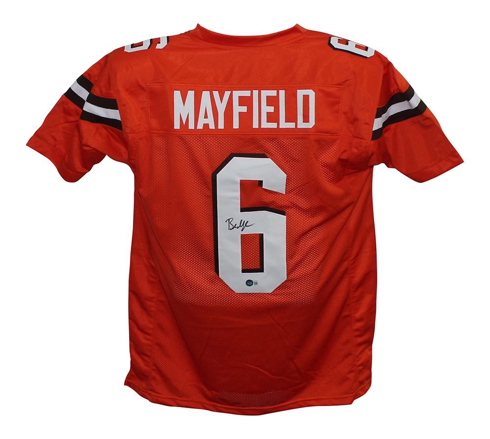 Baker Mayfield Autographed/Signed Pro Style Orange XL Jersey BAS