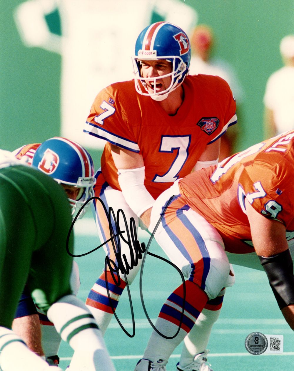 John Elway Autographed/Signed Denver Broncos 8x10 Photo BAS 45201