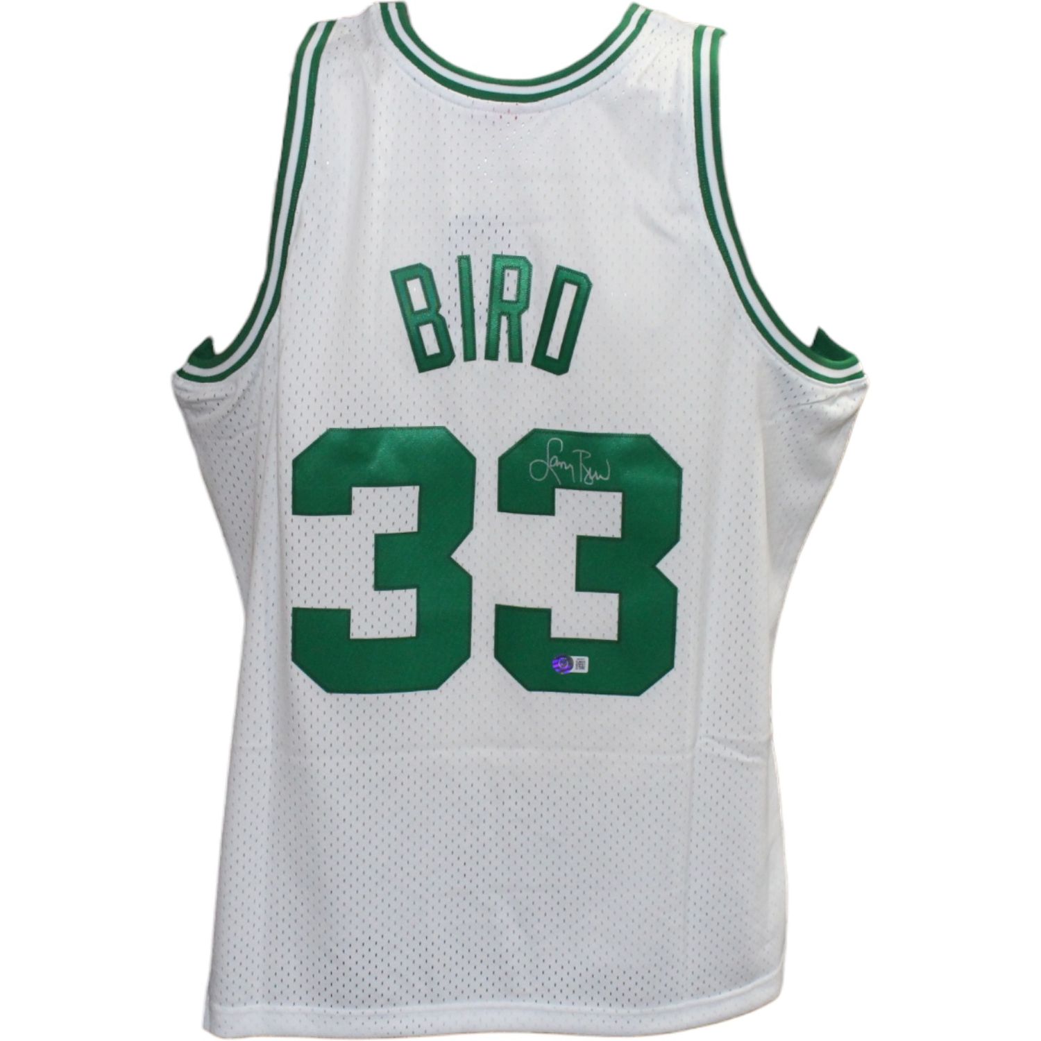 Larry Bird Autographed/Signed Boston Celtics M&amp;N White Jersey Beckett