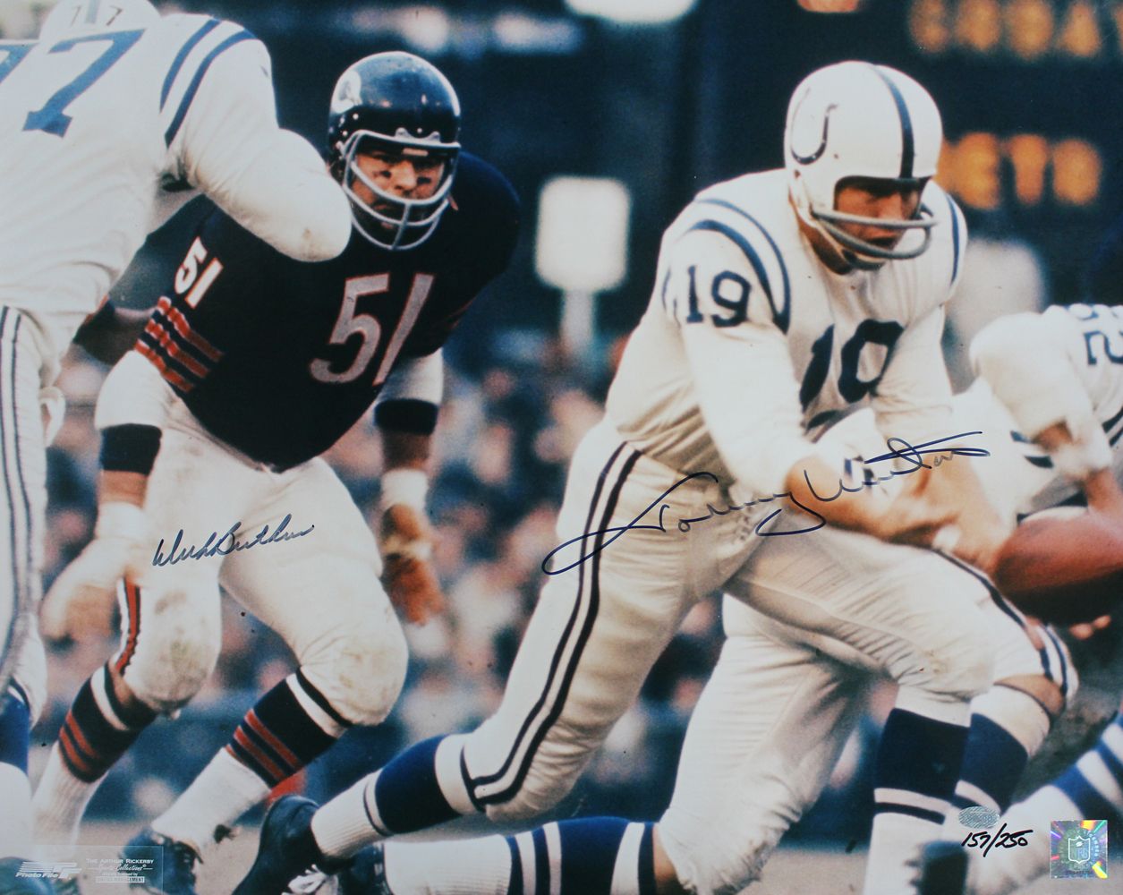 Johnny Unitas &amp; Dick Butkus Signed Colts 16x20 Photo LE 157/250 MM PF