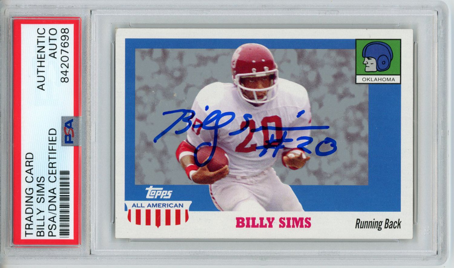 Billy Sims Autographed 2005 Topps All American Trading Card PSA Slab