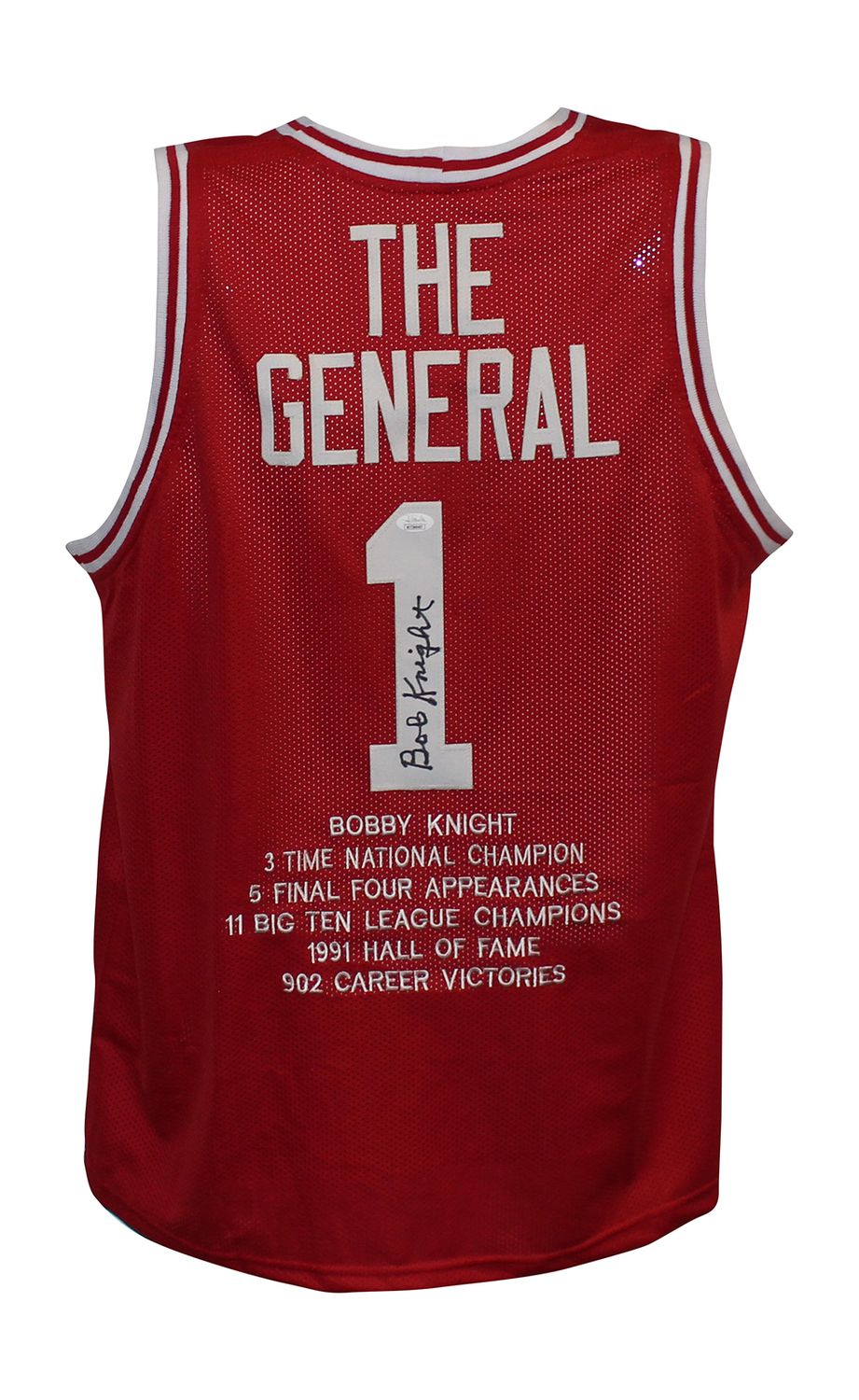Bobby Knight Autographed/Signed College Style XL Stat Jersey JSA