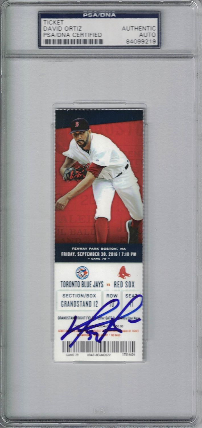 David Ortiz Signed Boston Red Sox Ticket Last Hr 541 9/30/16 PSA Slab
