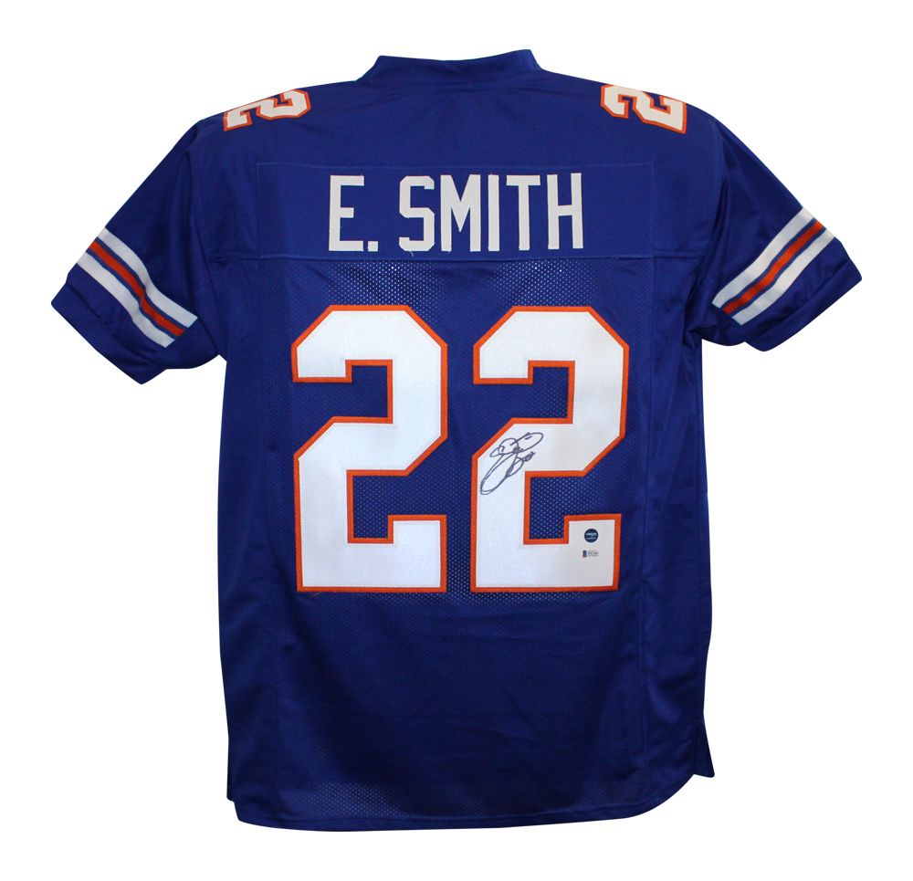 Emmitt Smith Autographed/Signed College Style Blue XL Jersey BAS