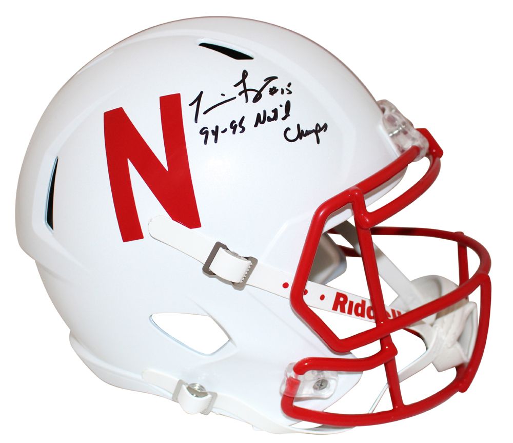Tommie Frazier Signed Nebraska Cornhuskers Speed Replica Helmet Champs BAS