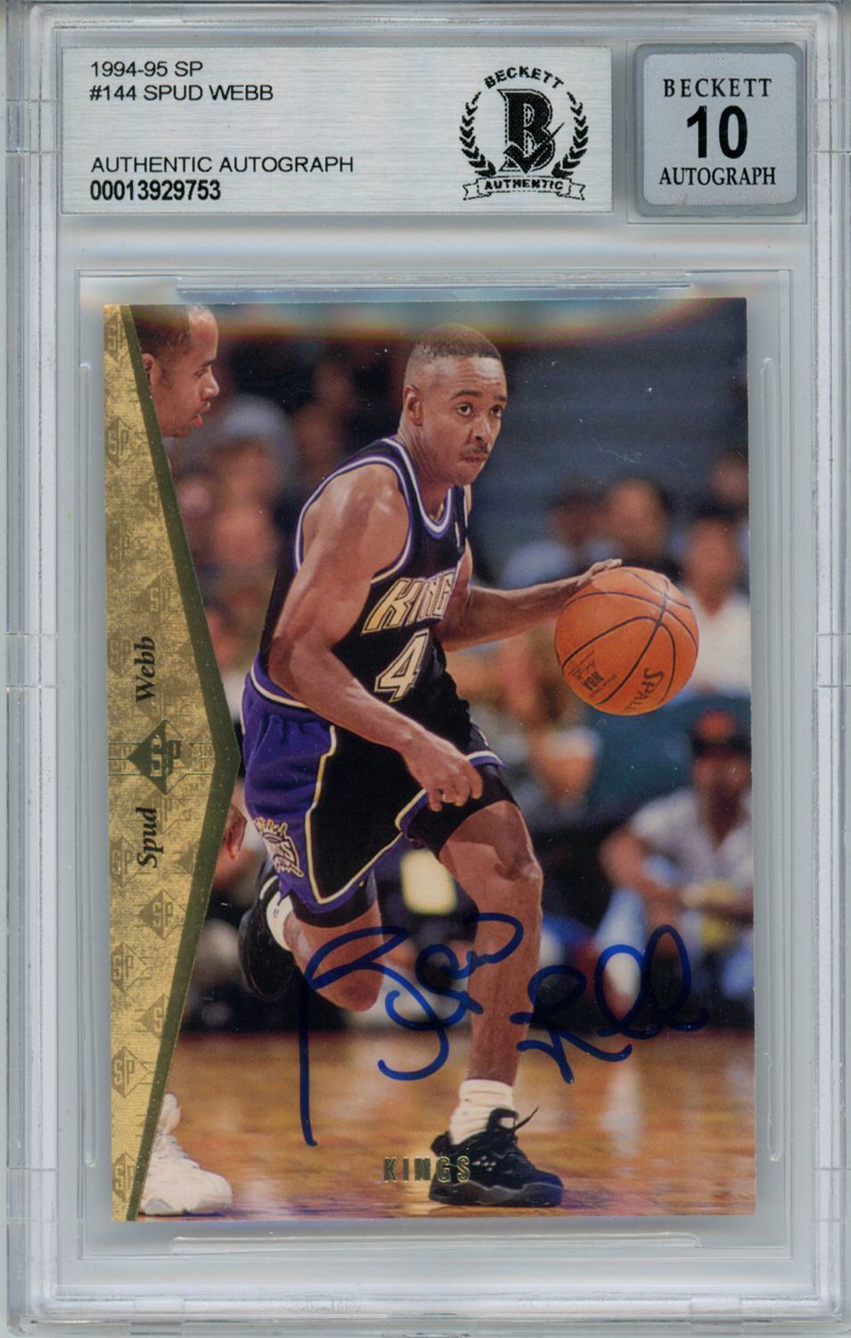 Spud Webb Signed 1994 Upper Deck SP #144 Trading Card Beckett 10 Slab