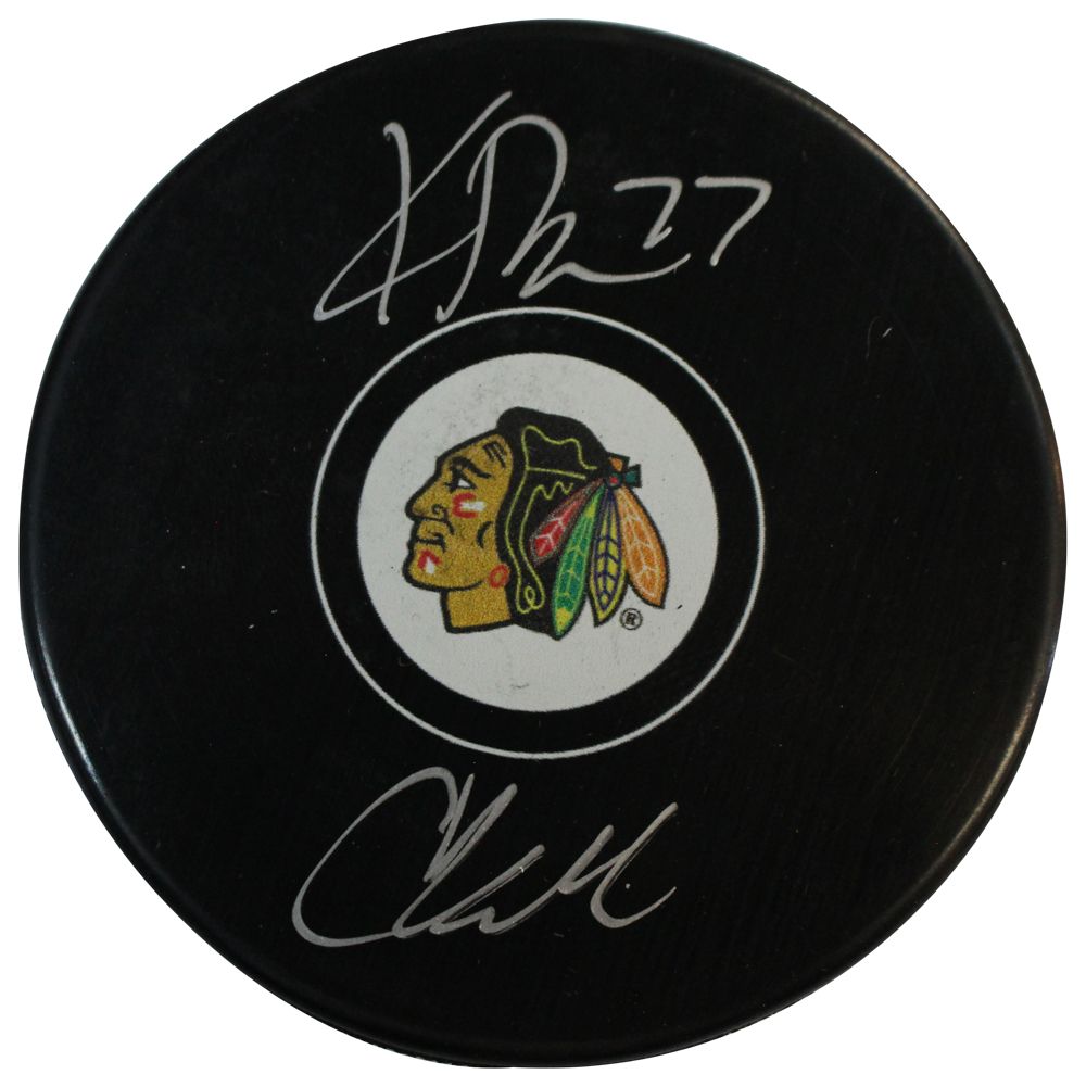 Kirby Dach and Colton Dach Autographed Chicago Blackhawks Puck Fanatics