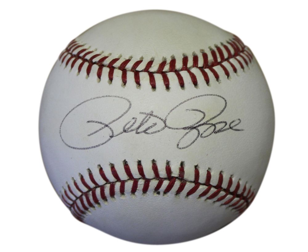Pete Rose Autographed/Signed Cincinnati Reds National League Baseball JSA