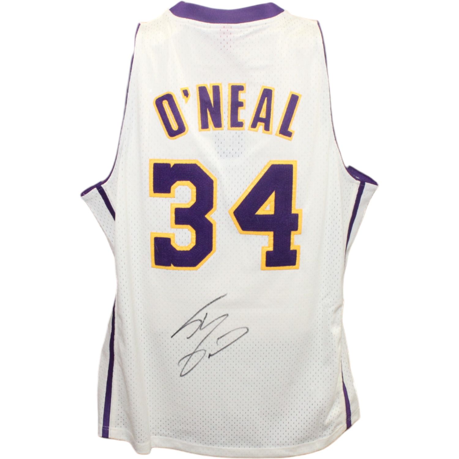 Shaq O&#39;neal Signed Los Angeles Lakers M&amp;N Jersey Beckett