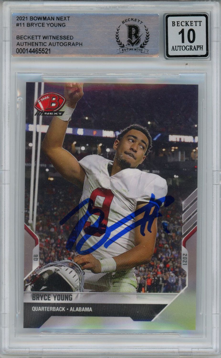 Bryce Young Autographed 2011 Topps Next #11 Trading Card Beckett 10 Slab