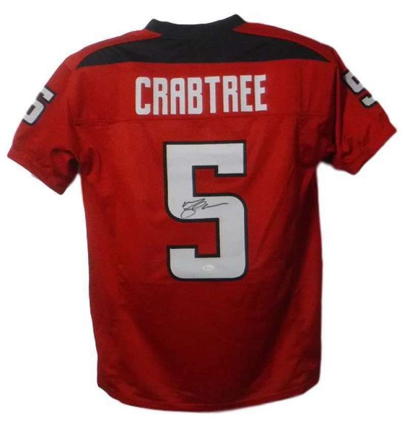 Michael Crabtree Autographed Texas Tech Red Raiders Custom Size XL Red Jersey JSA