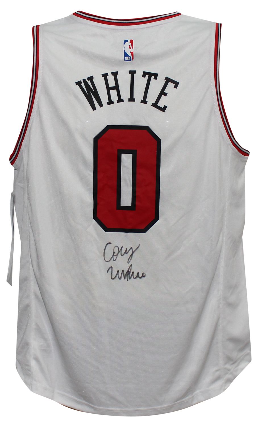 Coby White Autographed Chicago Bulls White Jersey Full Signature FAN