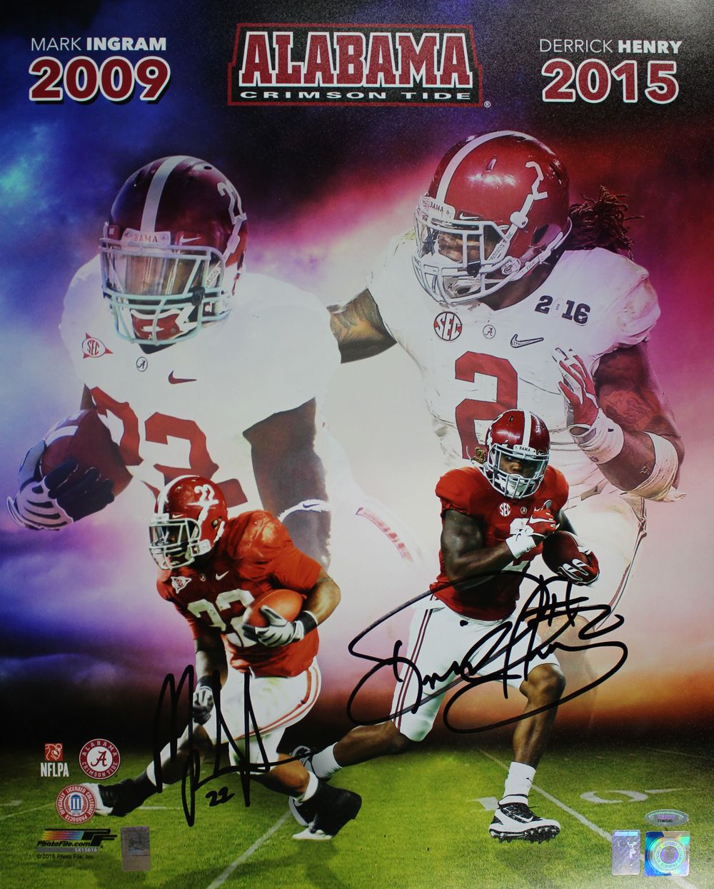 Derrick Henry &amp; Mark Ingram Signed Alabama Crimson Tide 16x20 Photo TRI