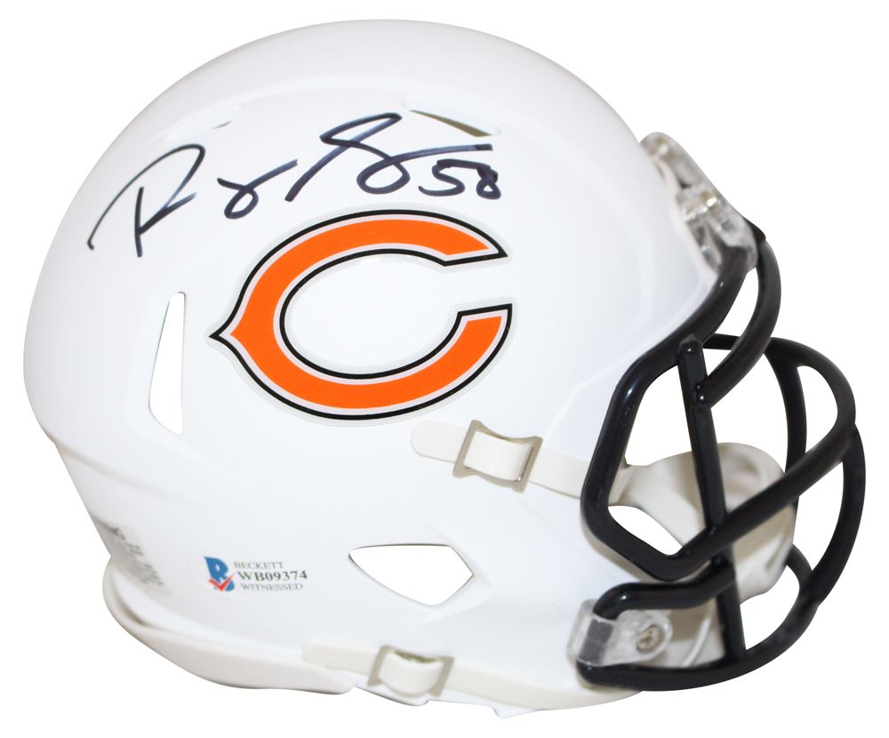 Roquan Smith Autographed Chicago Bears Flat White Mini Helmet BAS