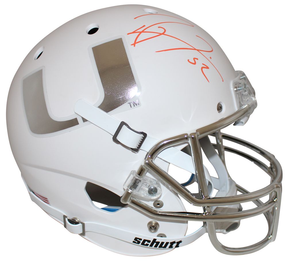 Ray Lewis Autographed Miami Hurricanes White Schutt Replica Helmet BAS