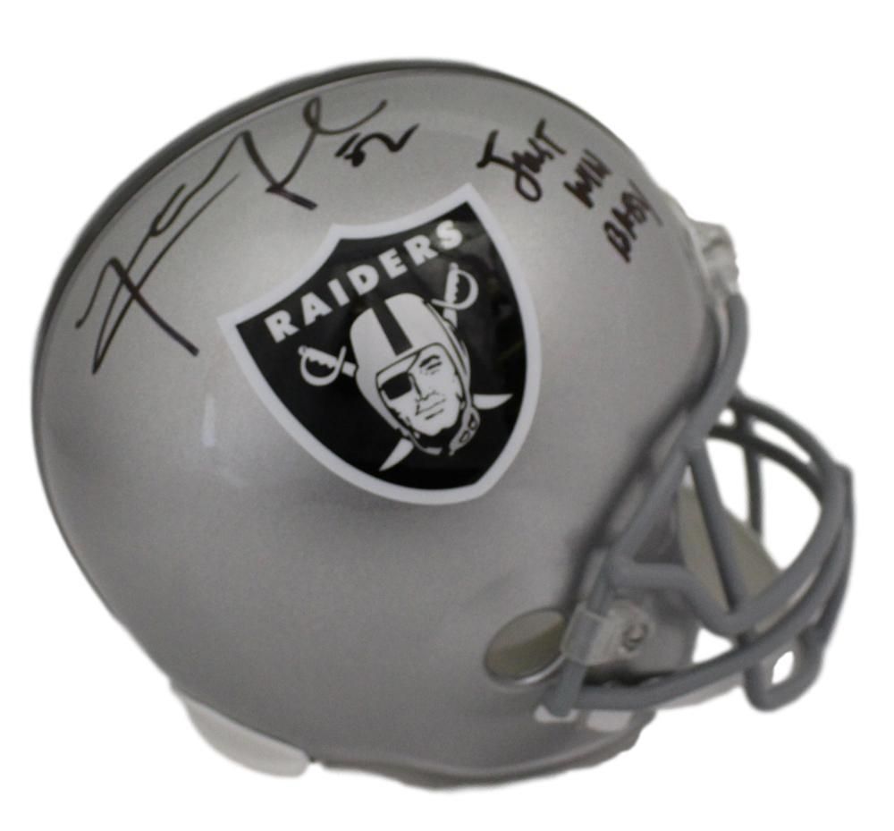 Khalil Mack Autographed Oakland Raiders Replica Helmet Just Win Baby JSA