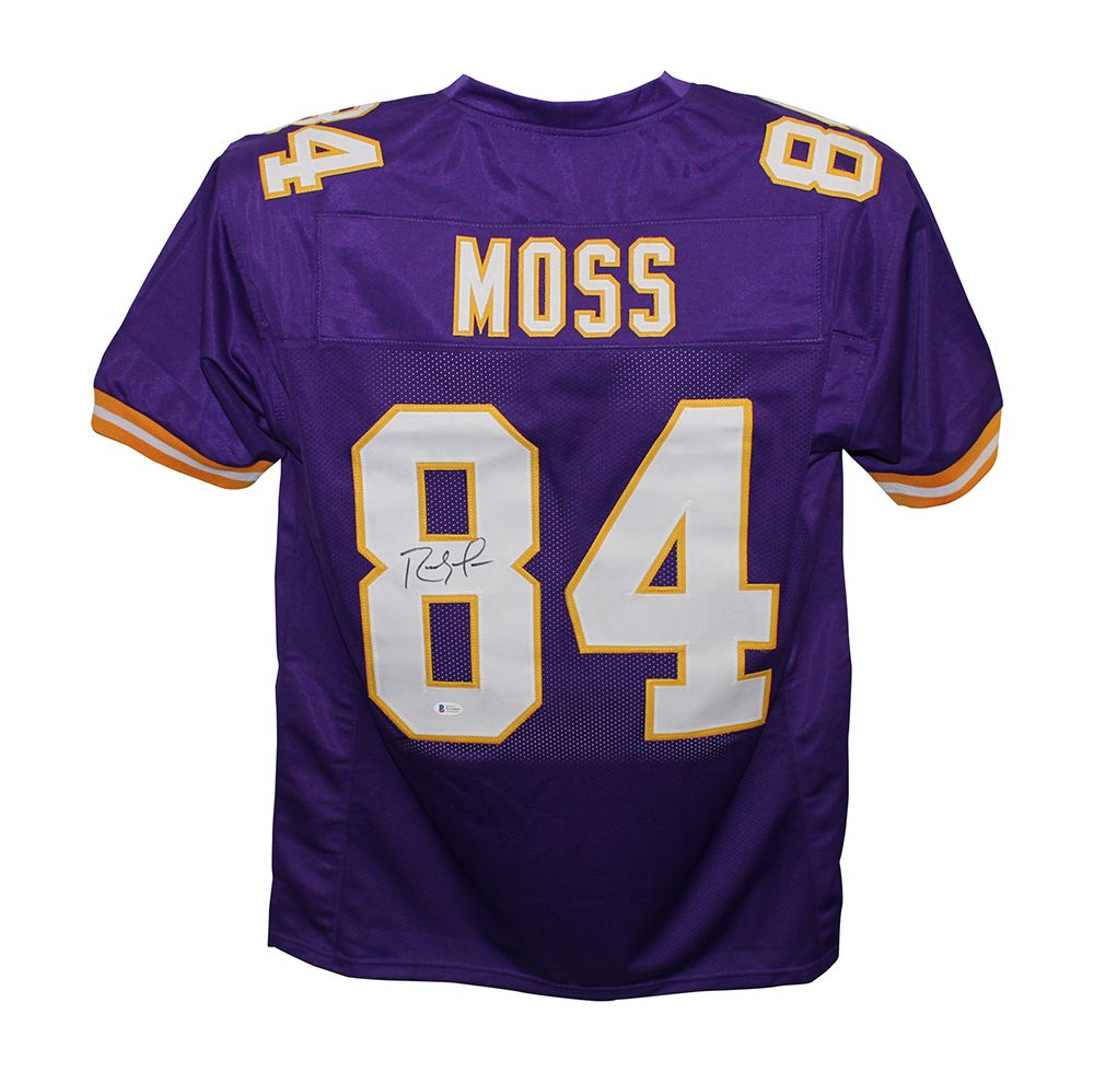 Randy Moss Autographed/Signed Pro Style Purple XL Jersey BAS