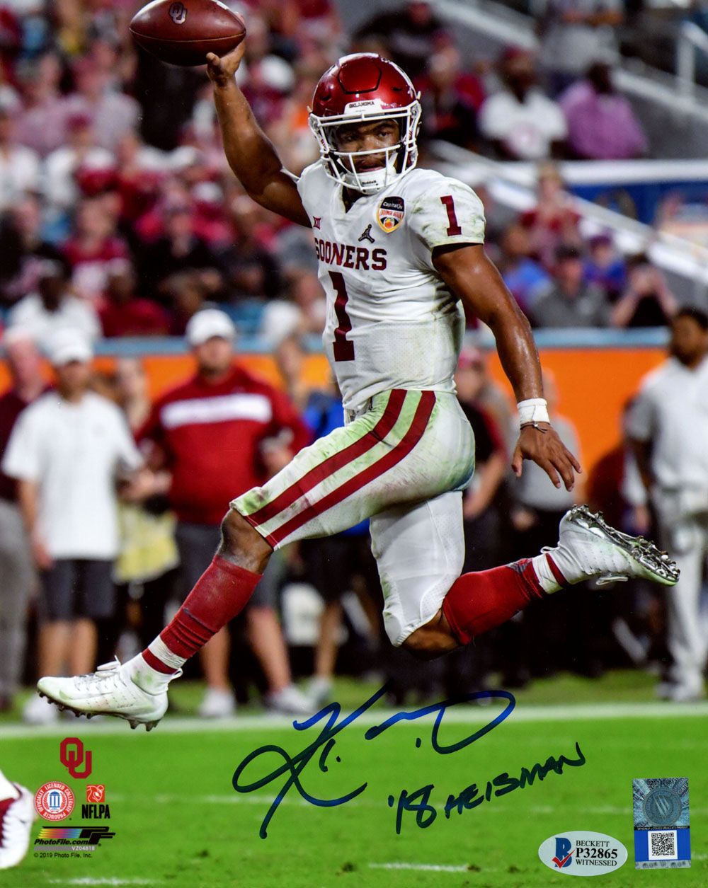 Kyler Murray Autographed Oklahoma Sooners 8x10 Photo 18 Heisman Beckett