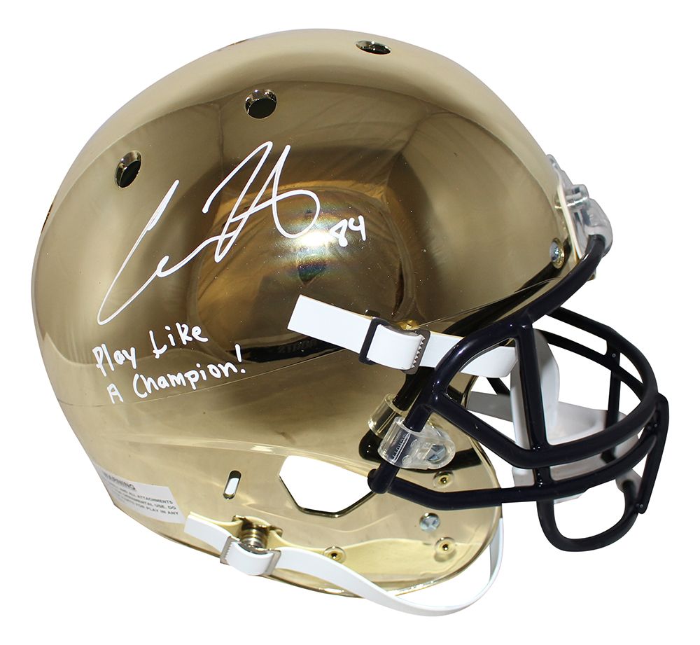Cole Kmet Signed Notre Dame F/S Replica Helmet Play Like Champion BAS