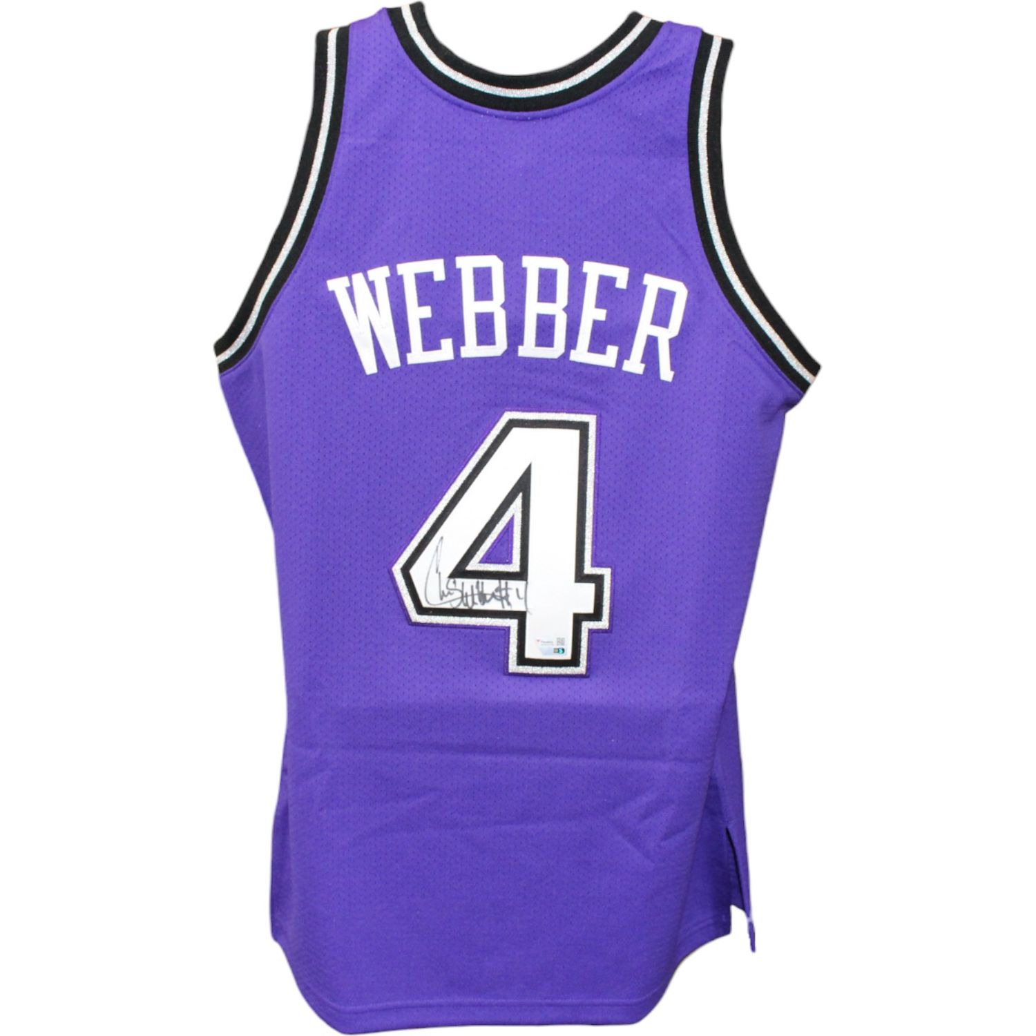 Chris Webber Signed M&amp;N Sacramento Kings Purple Jersey FAN 44659