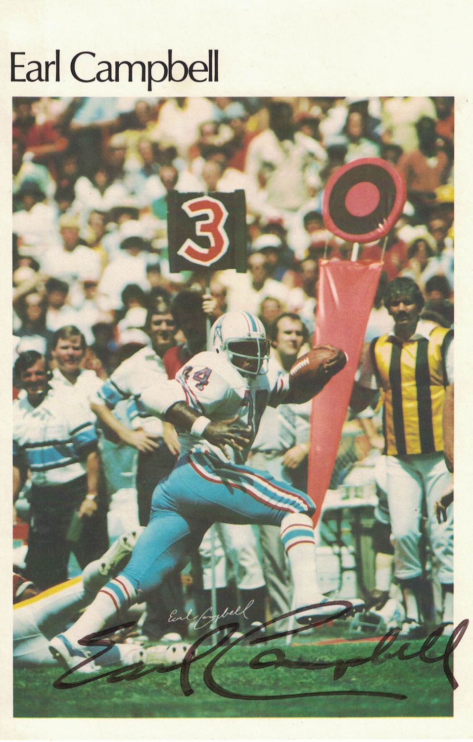 Earl Campbell Autographed Houston Oilers 5.5"x 8.5" Marketcom Poster BAS