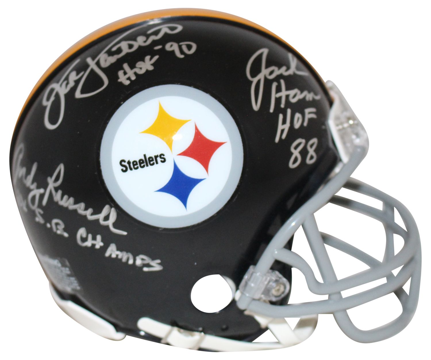 Jack Lambert Ham &amp; Russell Signed Pittsburgh Steelers TB Mini Helmet BAS