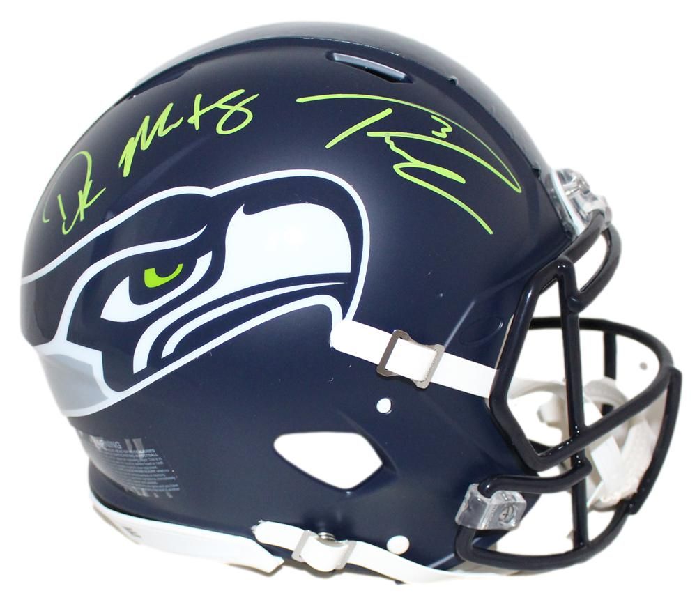 Russell Wilson &amp; DK Metcalf Signed Seattle Seahawks Authentic Helmet BAS