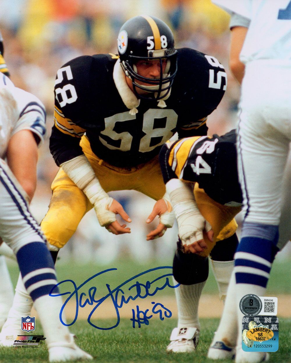 Jack Lambert Autographed Pittsburgh Steelers 8x10 Photo HOF BAS 45547