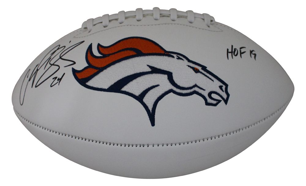 Champ Bailey Autographed Denver Broncos White Logo Football HOF JSA