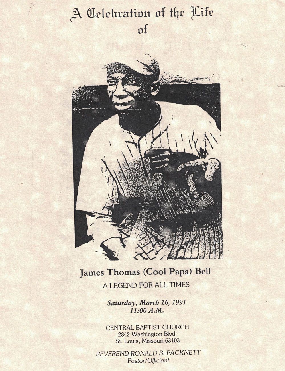 James Cool Papa Bell Negro Leagues Celebration Of Life Brochure