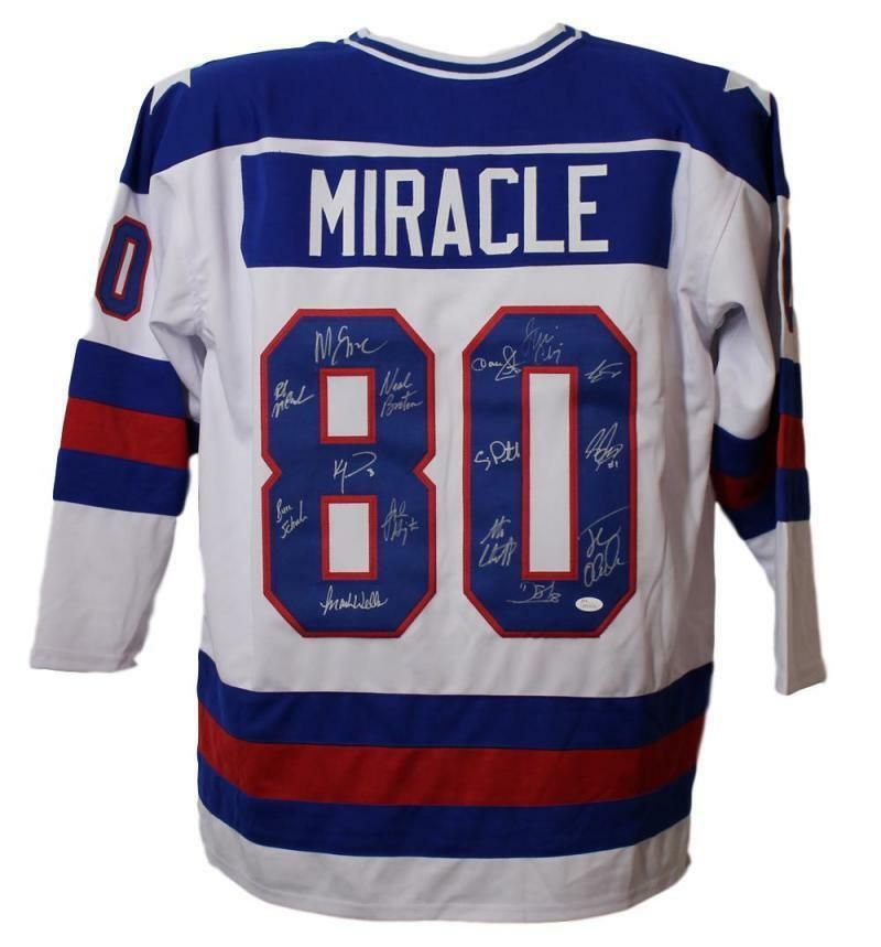 1980 USA Hockey Autographed Miracle on Ice White XL Jersey 15 Sigs JSA