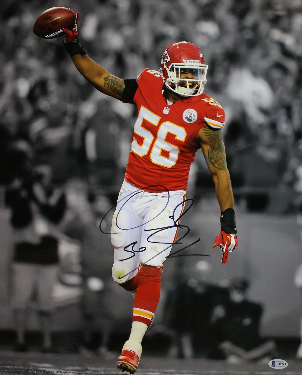 Derrick Johnson Autographed/Signed Kansas City Chiefs 16x20 Photo BAS