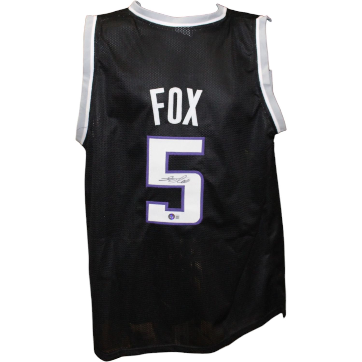 De&#39;Aaron Fox Autographed/Signed Pro Style Jersey Black Beckett