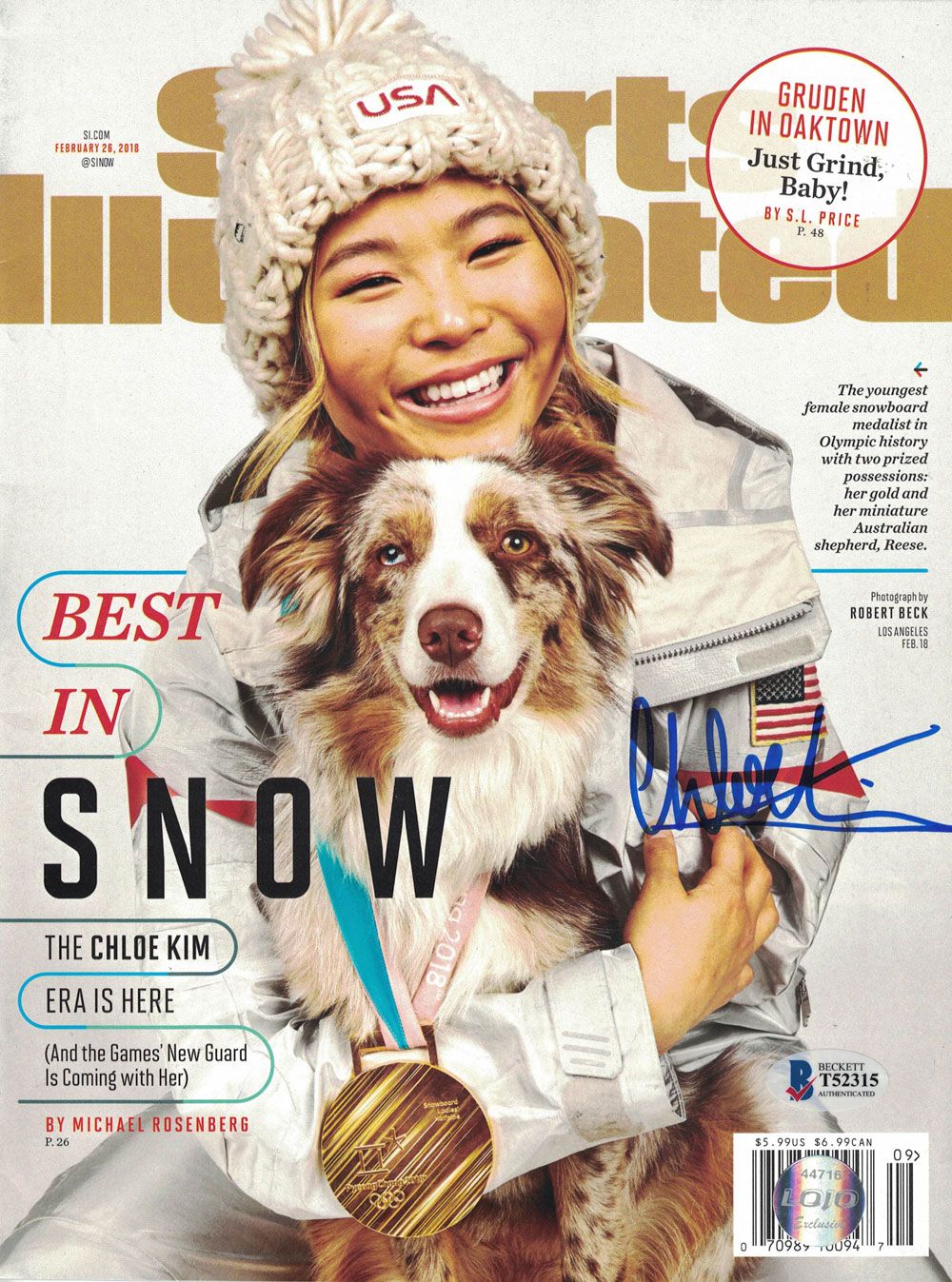 Chloe Kim Signed USA Snowboarding 2018 Sports Illustrated Magazine BAS