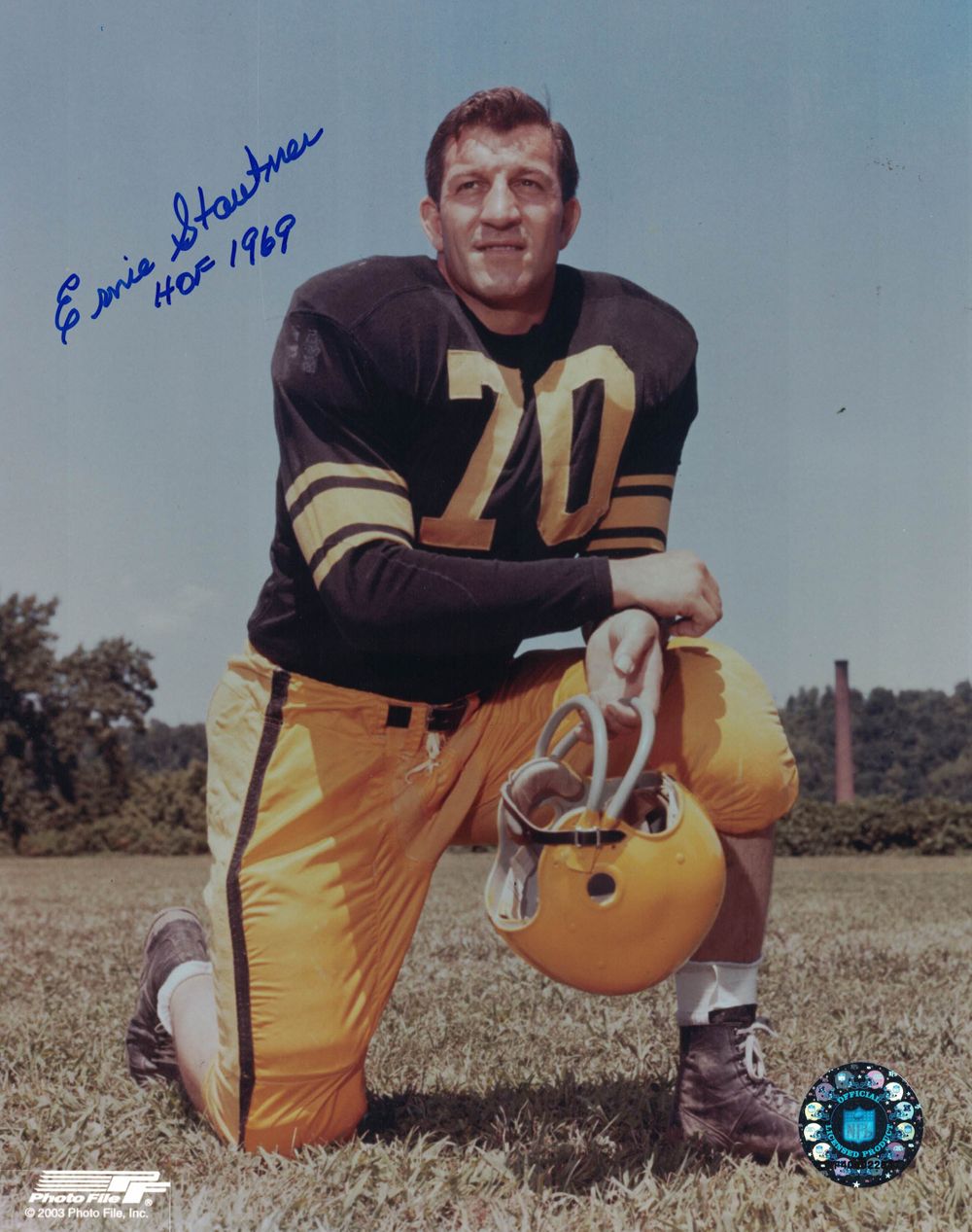 Ernie Stautner Autographed/Signed Pittsburgh Steelers 8x10 Photo HOF