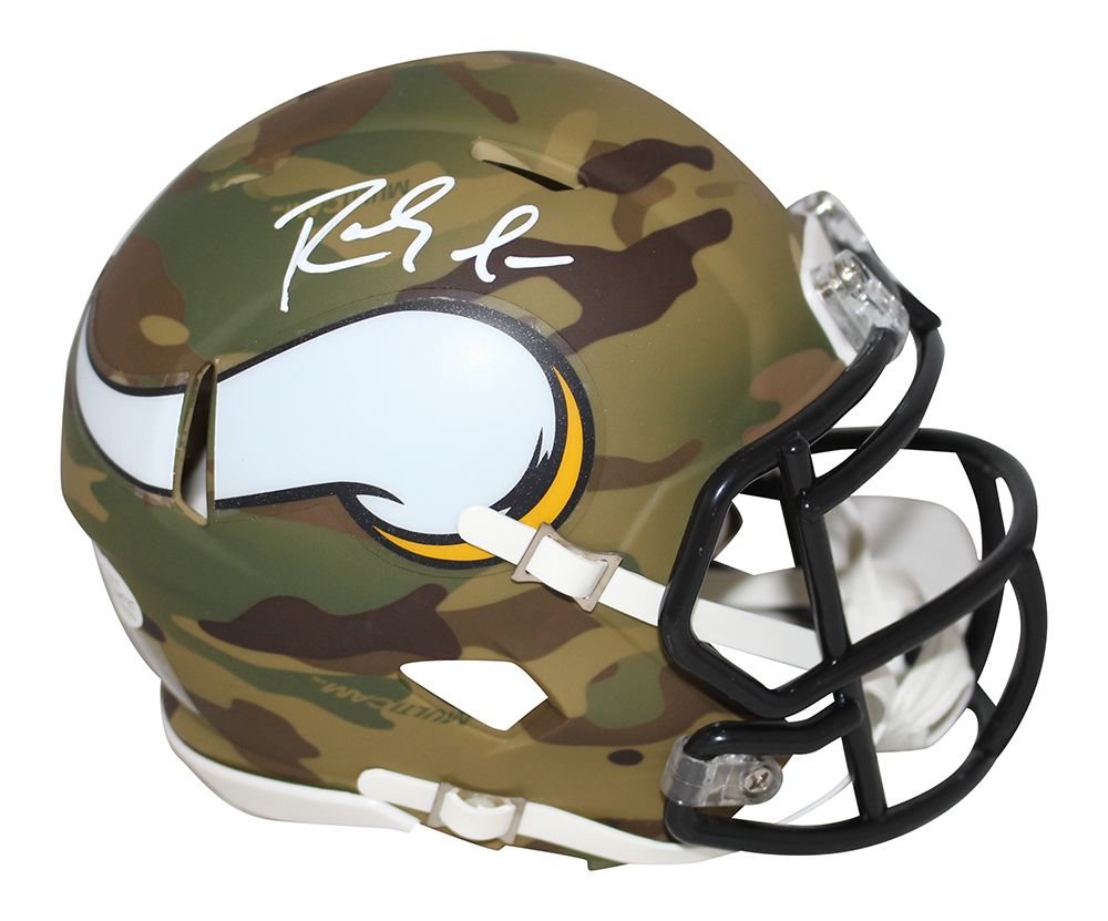 Randy Moss Autographed/Signed Minnesota Vikings Camo Mini Helmet BAS