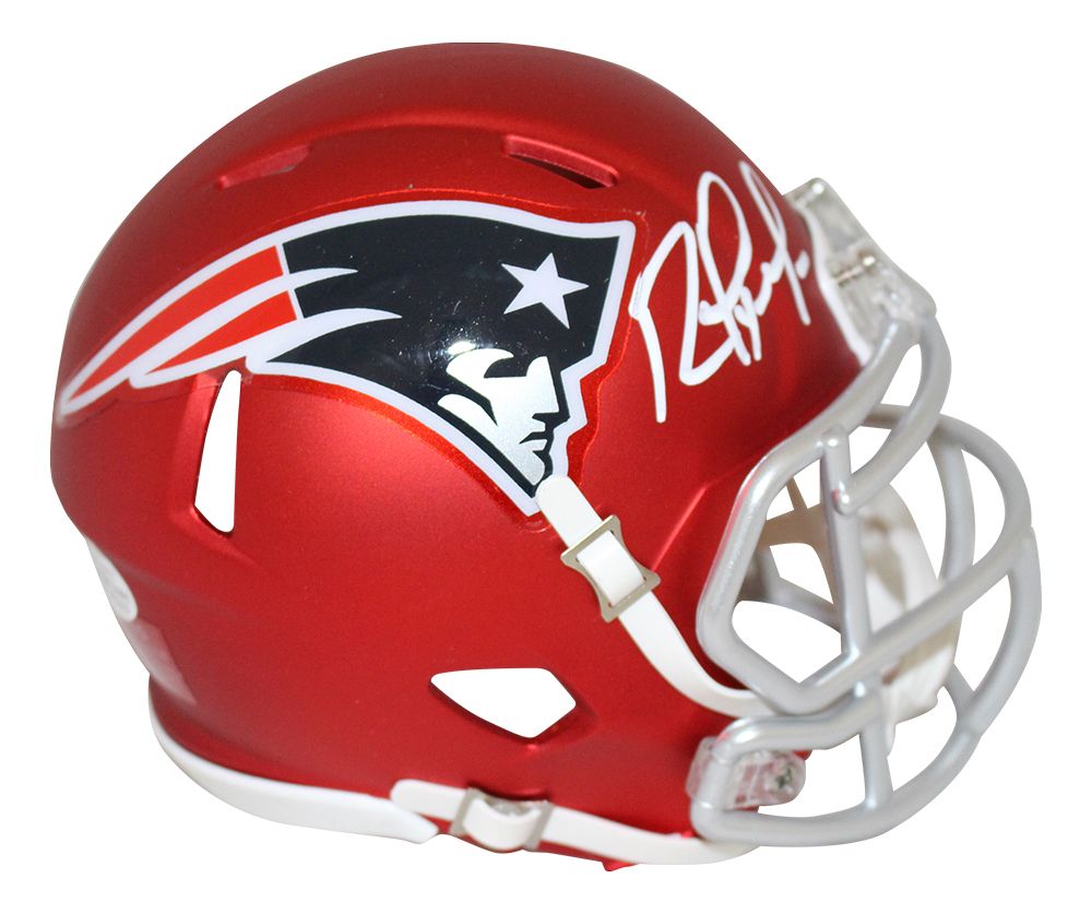 Randy Moss Autographed New England Patriots Blaze Mini Helmet BAS
