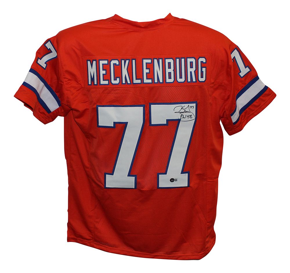 Karl Mecklenburg Autographed/Signed Pro Style Orange XL Jersey BAS