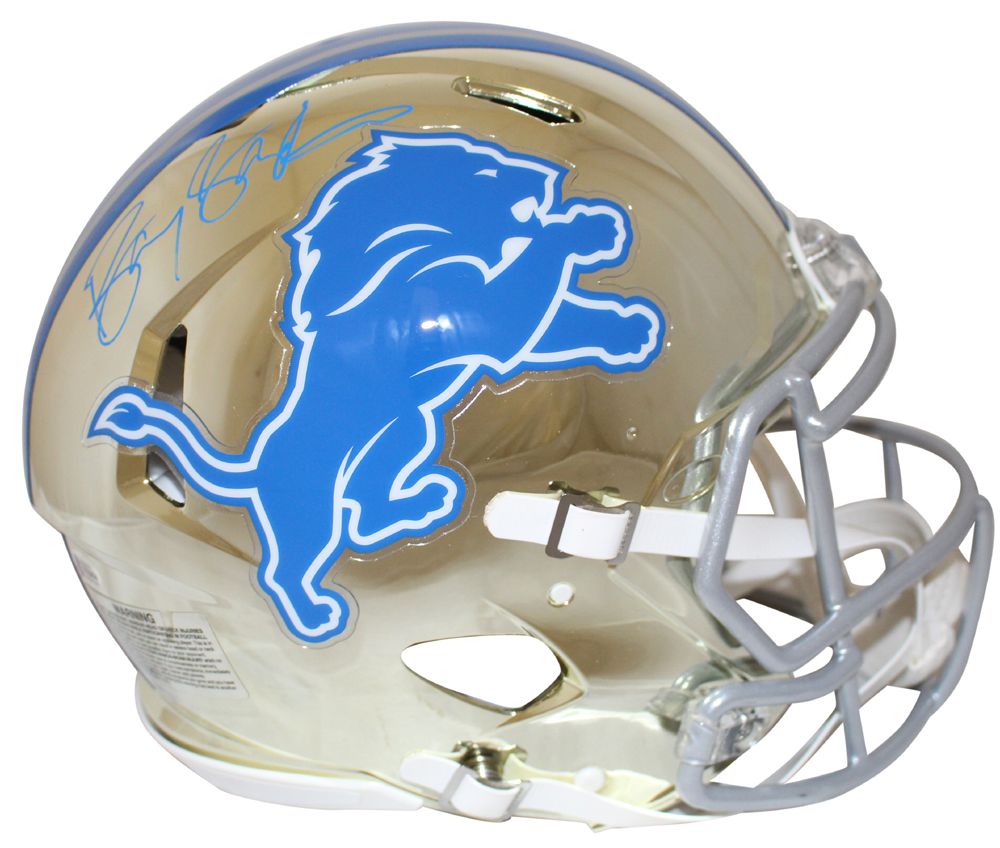Barry Sanders Autographed Detroit Lions Authentic Chrome Helmet BAS