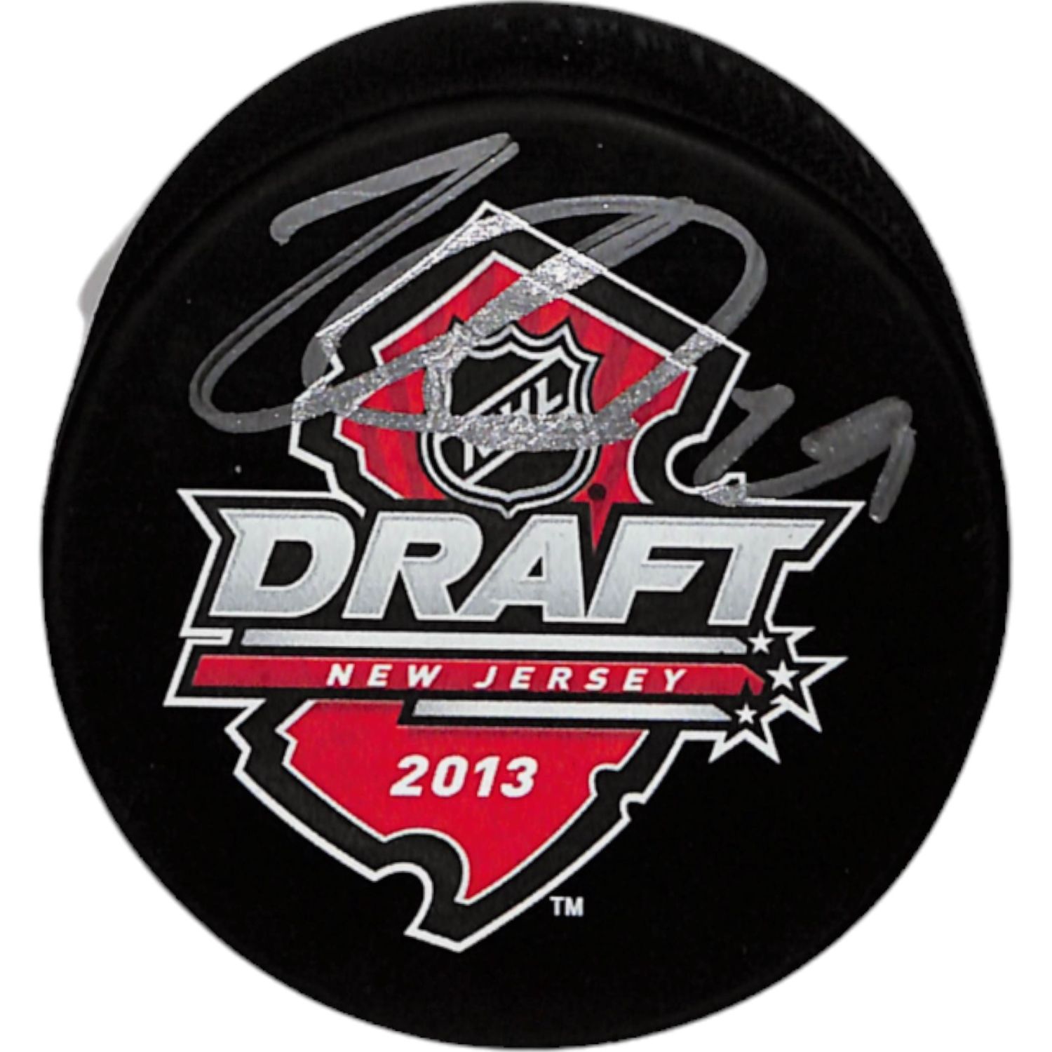 Nate MacKinnon Signed Colorado Avalanche &#39;13 Draft Hockey Puck JSA