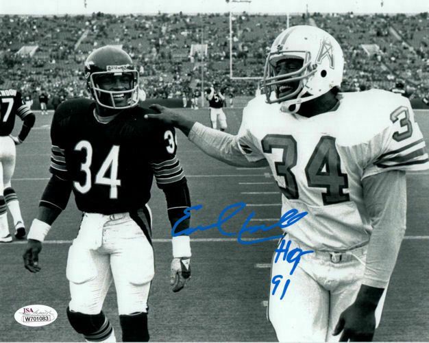 Earl Campbell Autographed Houston Oilers 8x10 Photo w/Walter Payton &amp; JSA