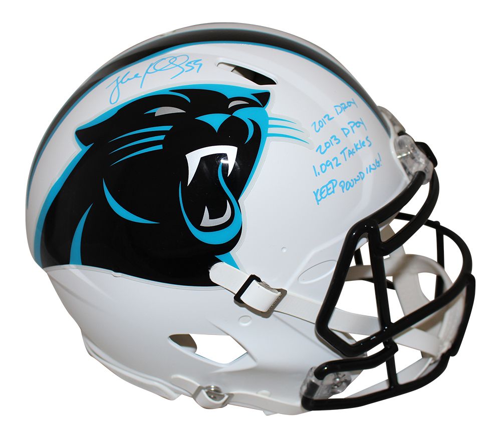 Luke Kuechly Autographed Carolina Panthers Authentic Flat White Helmet BAS