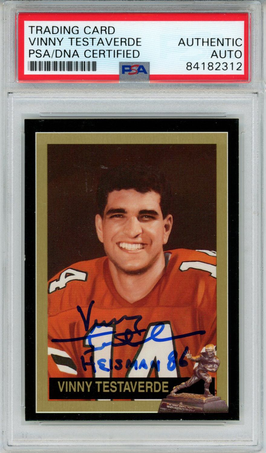 Vinny Testaverde Signed 1992 Downtown Athletic Club #52 Heisman PSA Slab