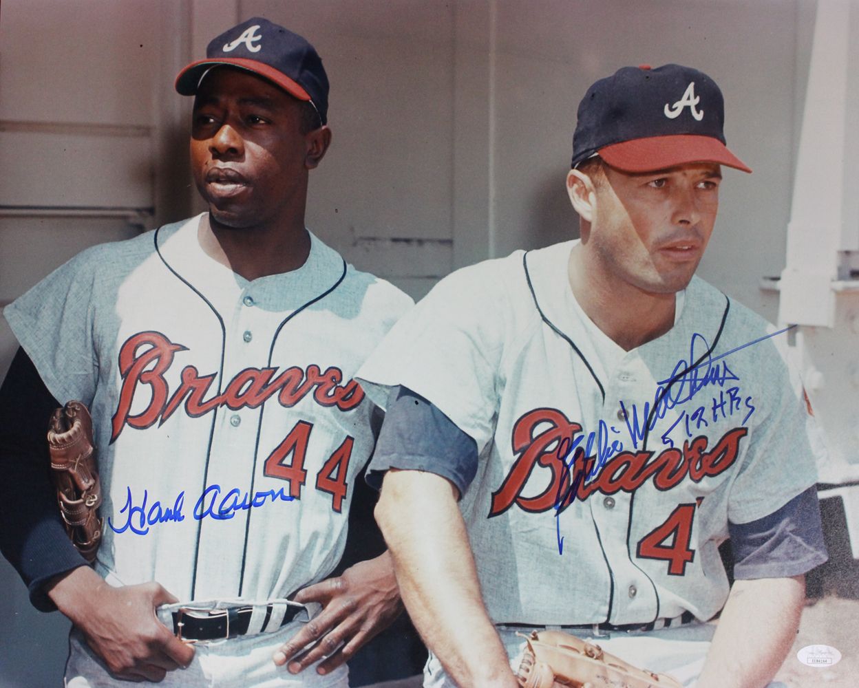 Hank Aaron &amp; Eddie Matthews Autographed Milwaukee Braves 16x20 Photo