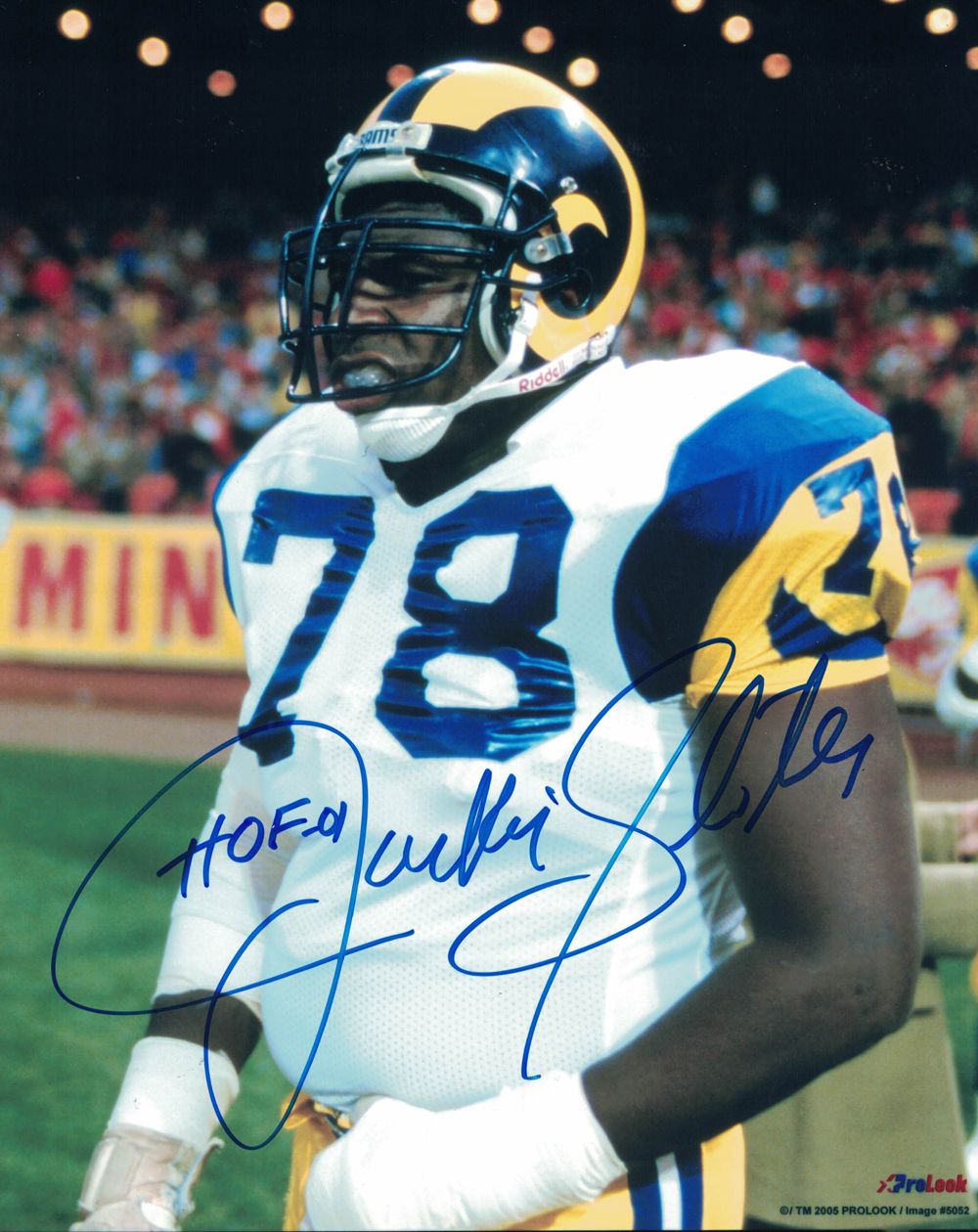 Jackie Slater Autographed/Signed Los Angeles Rams 8x10 Photo HOF