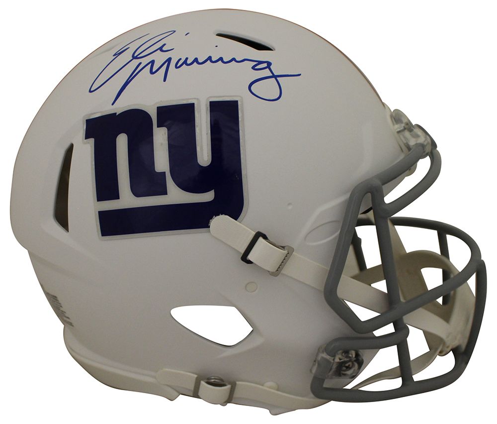 Eli Manning Autographed New York Giants Authentic Flat White Helmet FAN