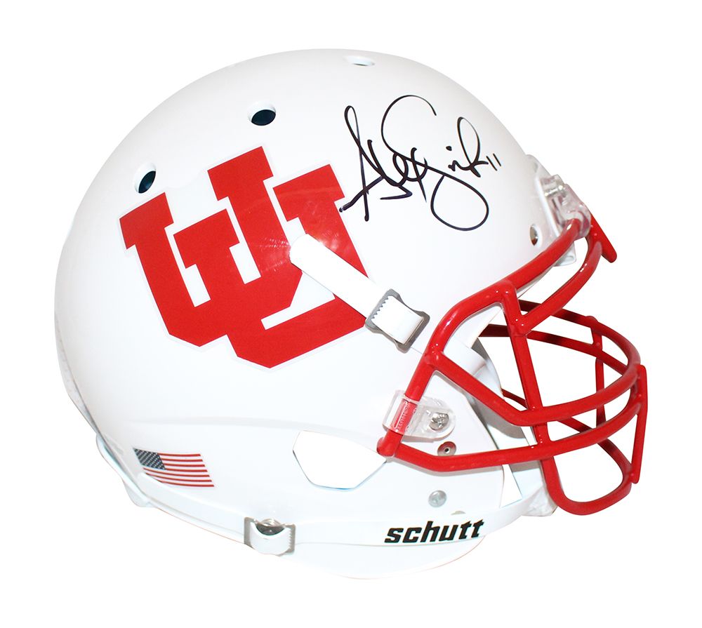 Alex Smith Autographed Utah Utes Authentic White Schutt Helmet BAS